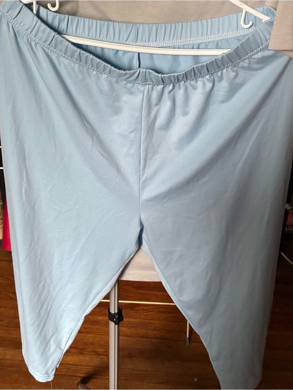Light Blue Elastic Waist Capri Pants